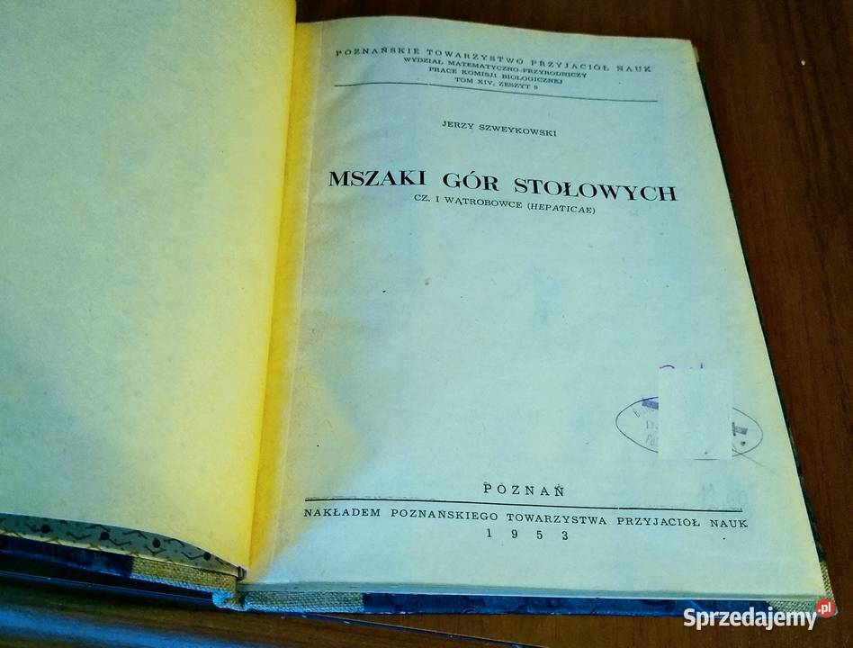 Mszaki Gór Stołowych Cz 1 Wątrobowce Hepaticae Rok wydania 1953 Książki naukowe i popularnonaukowe
