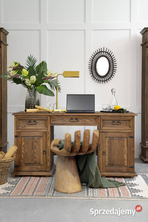Rustykalne biurko stylowe z litego drewna, stylowe, retro