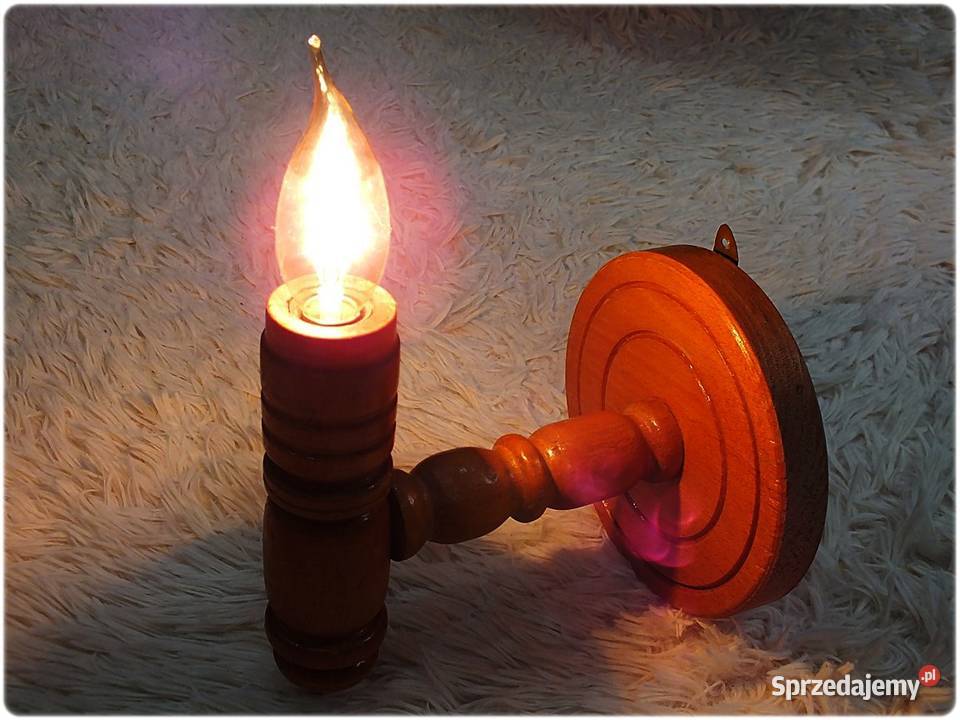 Stary Kinkiet drewniany Lampa ścienna z lat 5060 Żary