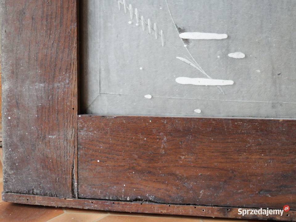 Lustro w drewnianej oprawie PRL do renowacji sprzedam