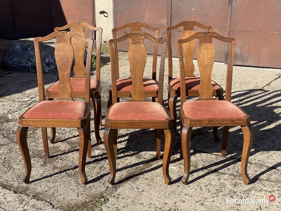 6 stylowych krzeseł dębowych komplet krzesła Meble Gryfice