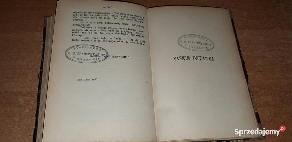 SASKIE OSTATKIT12 KRASZEWSKI Wwa 1899 oprawa wielkopolskie
