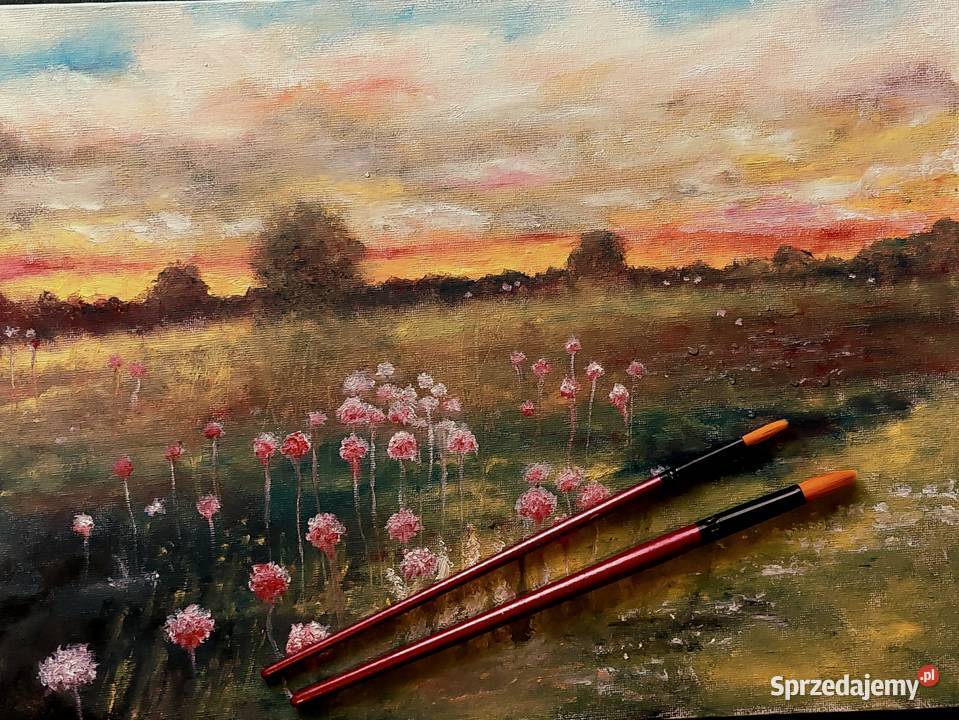 Chata wsią obraz ręcznie malowany Promocja Antyki, Sztuka, Kolekcje Lublin sprzedam