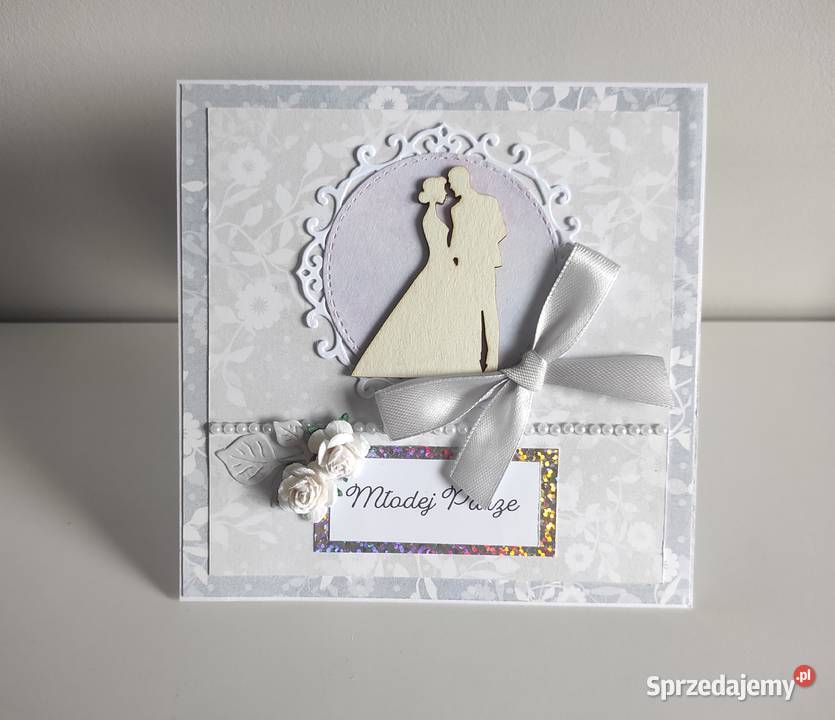 Kartka ręcznie robiona na ślub 6 Rękodzieło Antyki, Sztuka, Kolekcje Łódź