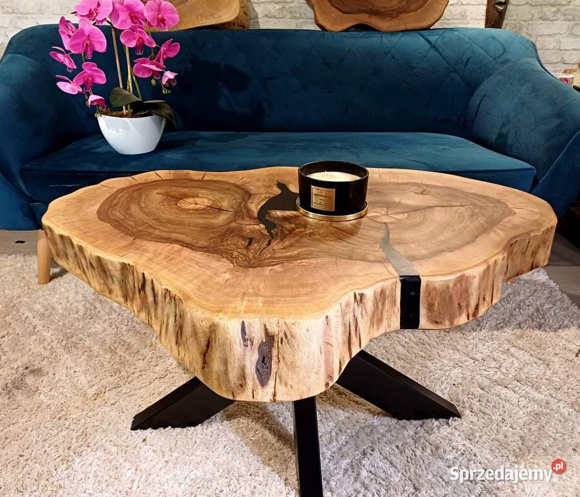 Stolik kawowy 90x70 PIĘKNY OKAZ LIVE EDGE