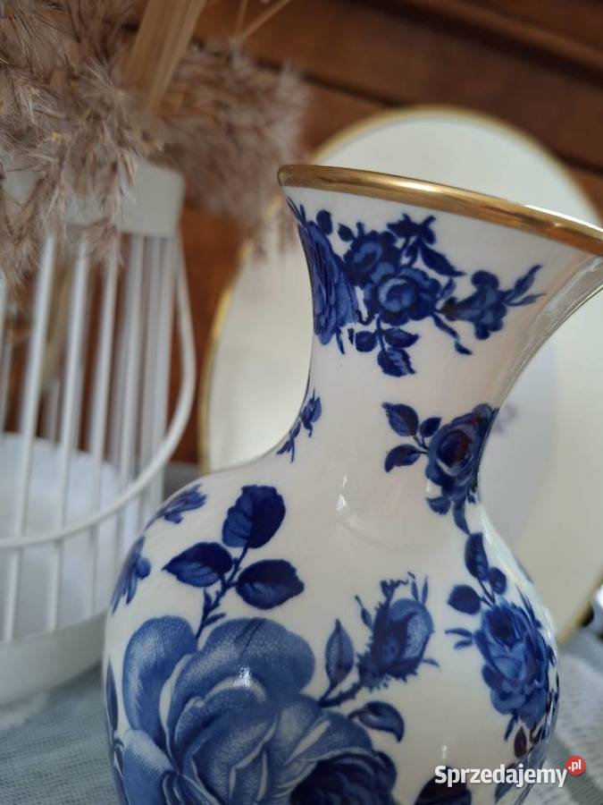 Wazon porcelanowy Bavaria Delfts Kobalt motyw Jaktorów-Kolonia