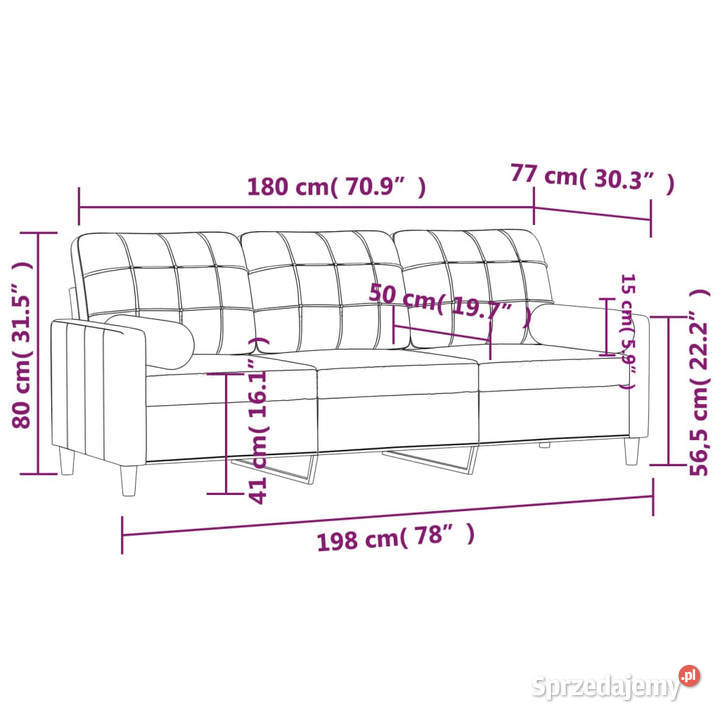 3osobowa sofa z poduszkami jasnoszara 180 Sofy i kanapy mazowieckie Warszawa