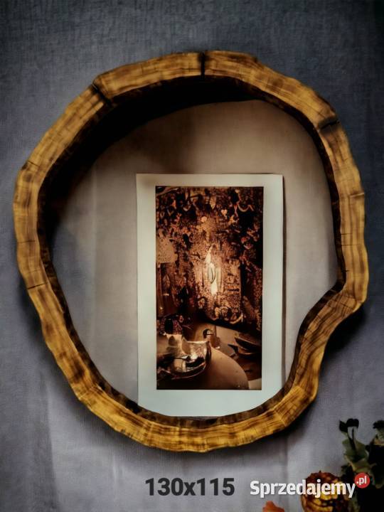 Lustro dekoracyjne okrągłe drewno naturalne brązowy Rzeszów