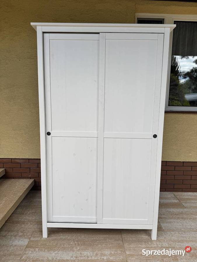 Szafa biała drewniana Hemnes Ikea przesuwane Szafy i garderoby