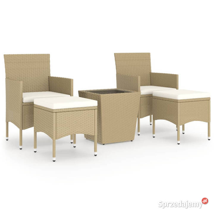 5cz zestaw bistro do ogrodu rattan PE szkło mazowieckie Warszawa