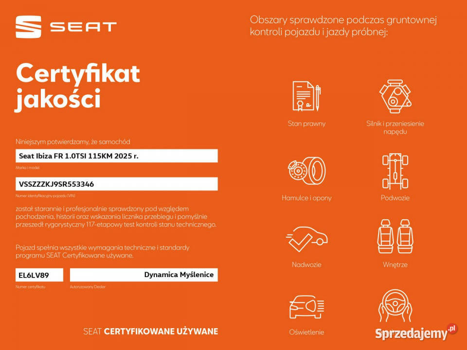 Seat Ibiza VAT 23 FR 10TSI 115 M6 2025 r salon I światła LED Myślenice