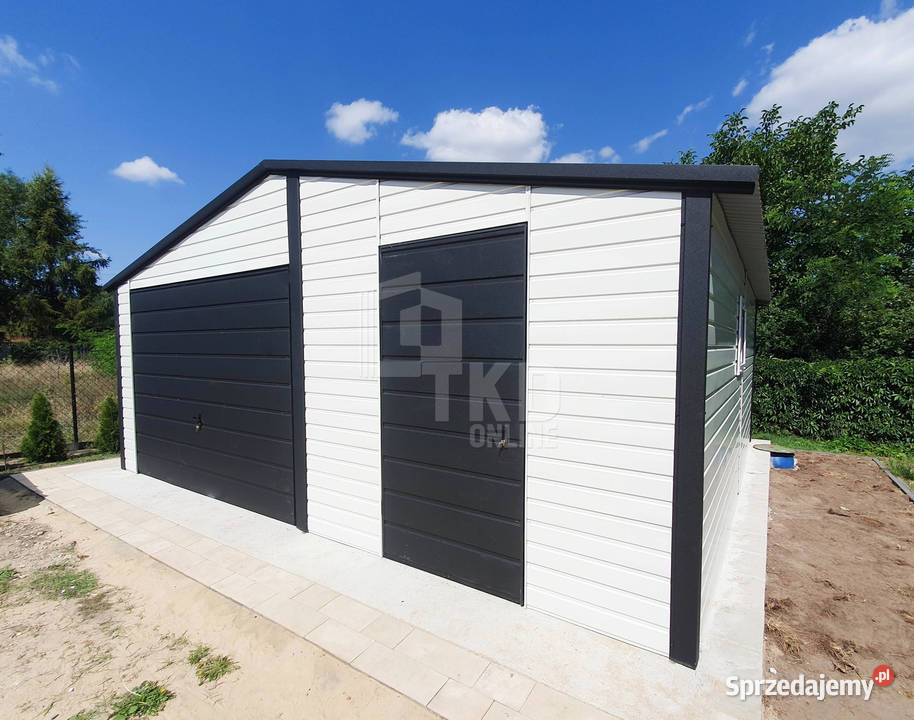 Garaż Blaszany 65x5 Brama drzwi okno Antracyt