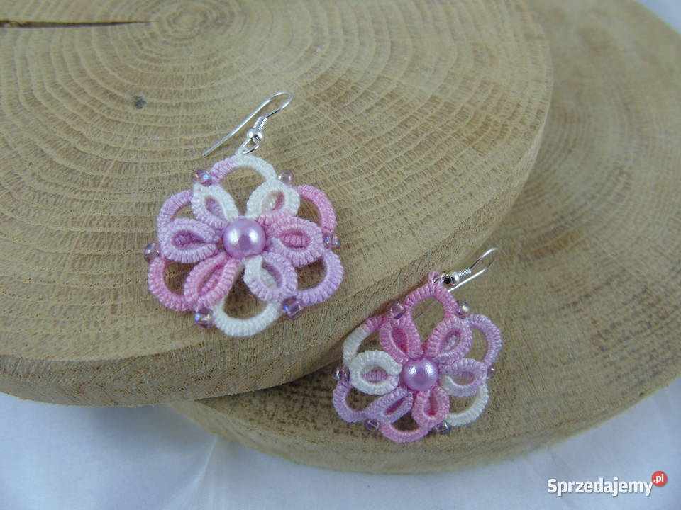 Kolczyki frywolitkowe różne wzory i kolory małopolskie Wiśniowa