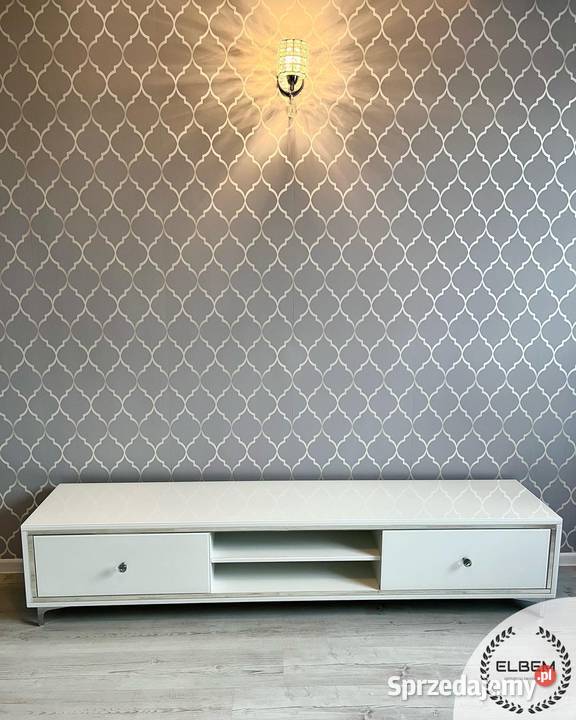 Szklana biała szafka RTV Glamour Białystok