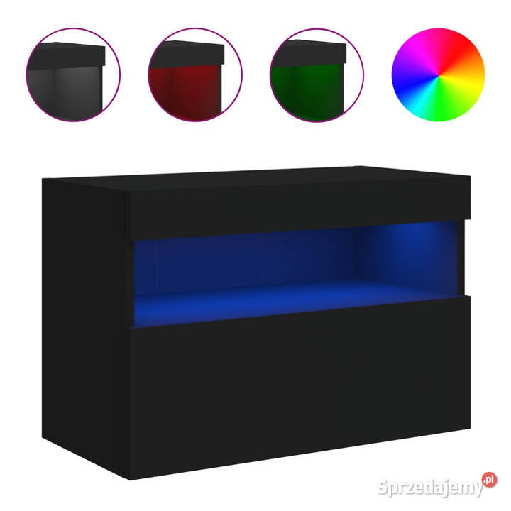 Ścienna szafka TV z LED czarna 60x30x40 WM837185 Warszawa