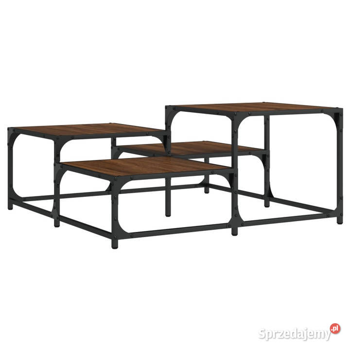 Stolik kawowy brązowy dąb 875x875x40 WM837746 mazowieckie Warszawa