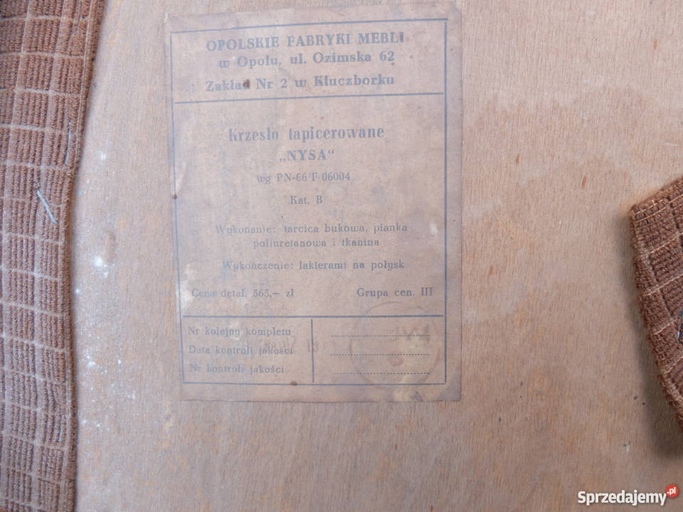 Krzesła tapicerowane z epoki PRL model Nysa z wielkopolskie Kościan sprzedam