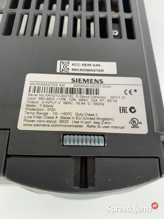 Siemens Micromaster 420 6SE64202AD275CA1 6SE6 Elektryka