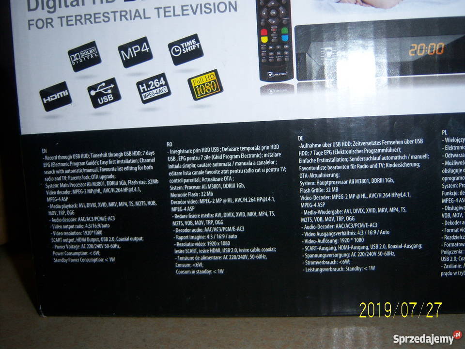 Cabletech dekoder tv pilot tuner 0194 S świętokrzyskie Kielce sprzedam