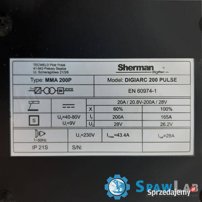 Sherman DIGIARC 200 Pulse wielkopolskie sprzedam