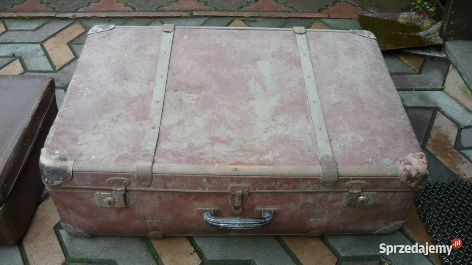 Walizki zestaw 5 stare tekurowe podróżne PRL Sokółka