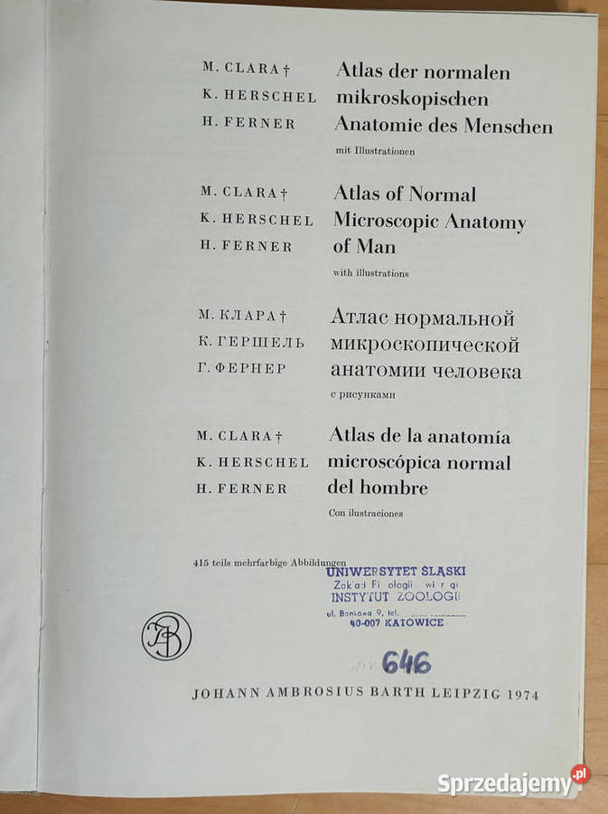 Atlas der normalen mikroskopischen anatomie des Książki naukowe i popularnonaukowe