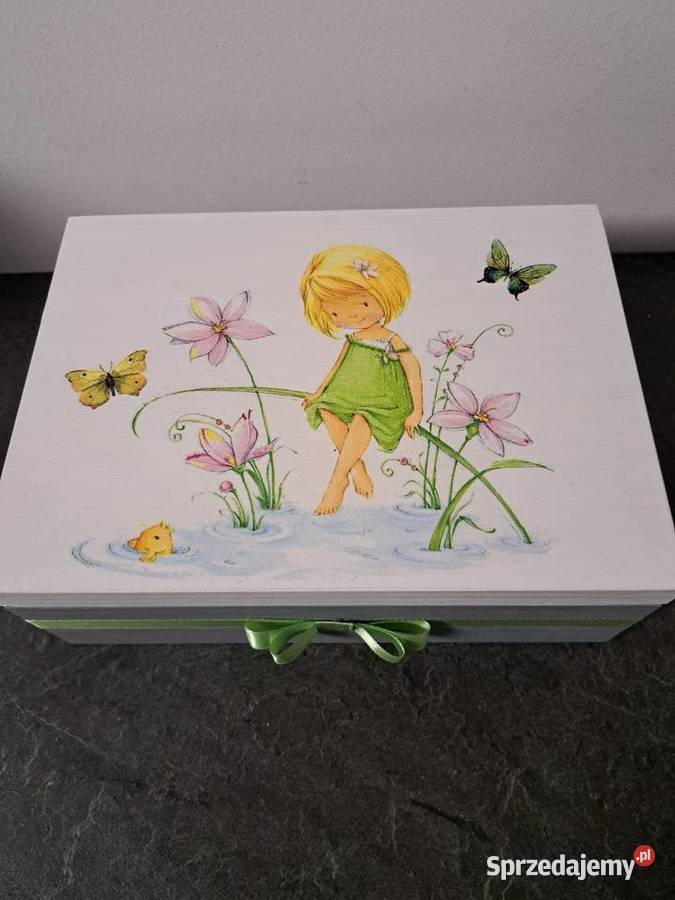 Szkatułka z dziewczynką motyle handmade Dekoracje i ozdoby opolskie Kędzierzyn-Koźle sprzedam