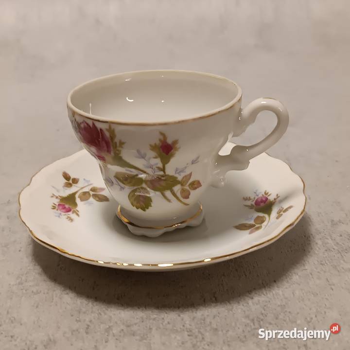 IMPORT Filiżanka Różany Duet Biała Porcelana Antykwariat zachodniopomorskie Dobrzany