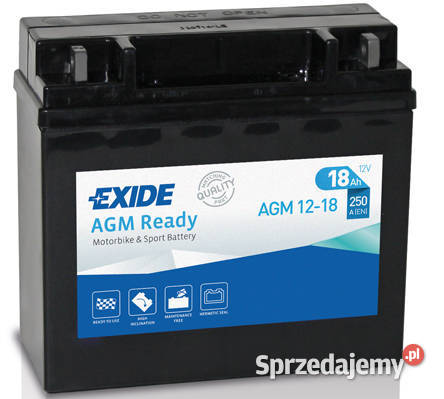 Akumulator EXIDE AGM 1218 12V 18Ah 250A P Akumulatory Jelcz-Laskowice sprzedam
