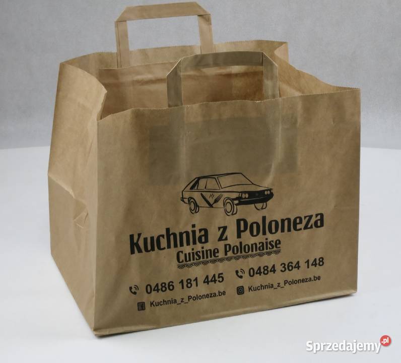 Torba papierowa EKO 2452232 szara z uchwytem na Gastronomia Lublin