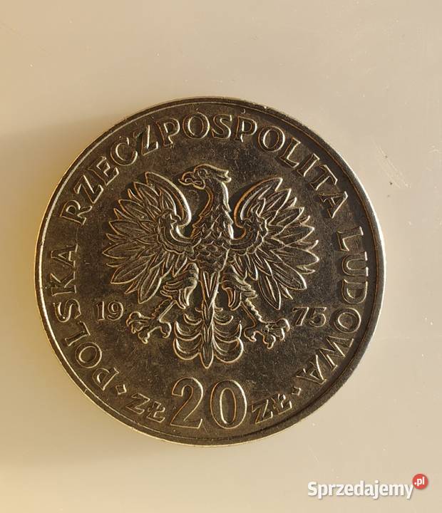 Moneta 20 bez znaku mennicy 1975 Marceli Nowotko warmińsko-mazurskie Olecko