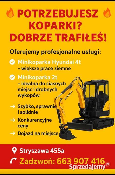 Usługi koparką Sucha Beskidzka sprzedam