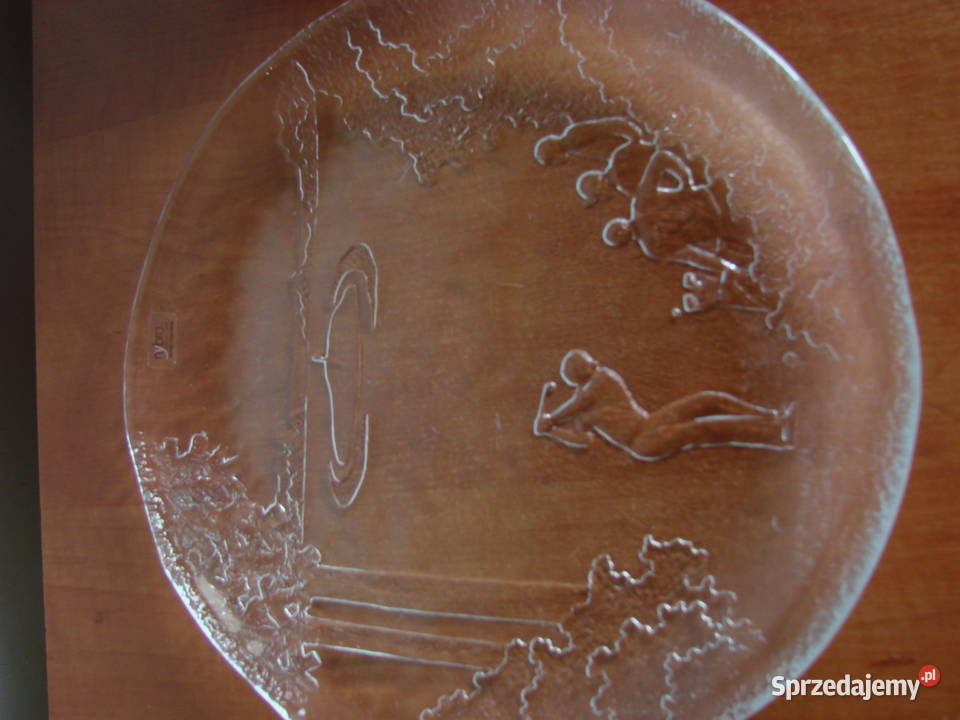 Tenisiści kryształowy talerz Nybro design Paul