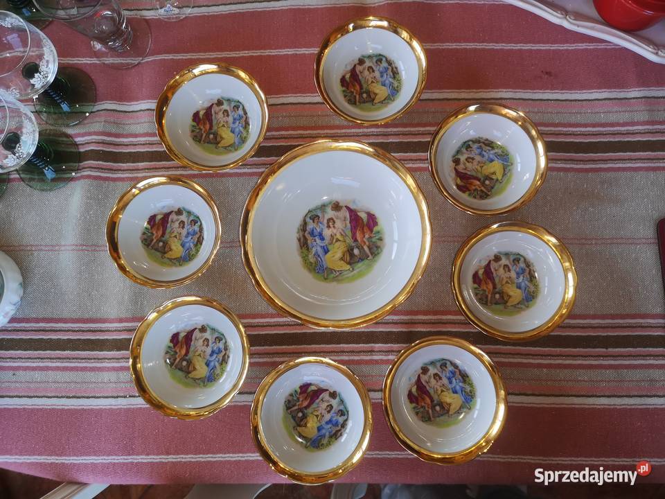 Salaterka i 8 miseczek ze scenką antyczną Gdańsk