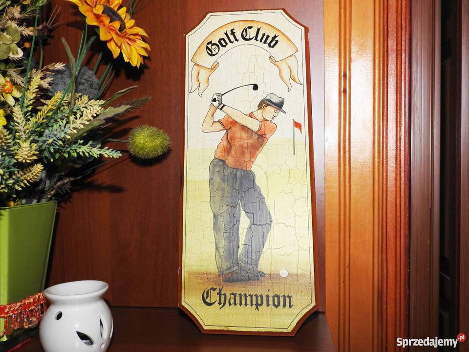 Dekoracyjny portret obraz na drewnie "Golf Club Champion"