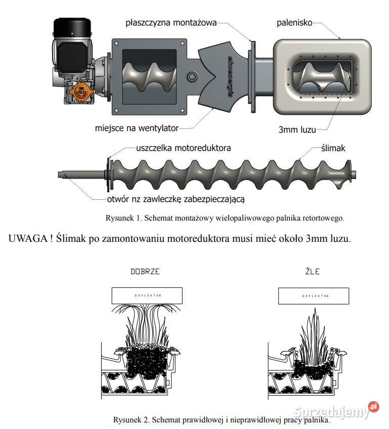 Palnik Retortowy 35 kW ŻELIWNY Ślimak i Podajnik Piece i kominki Koszęcin