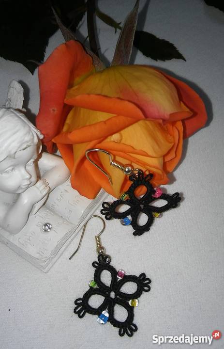 Kolczyki Frywolitkowe Wiśniowa