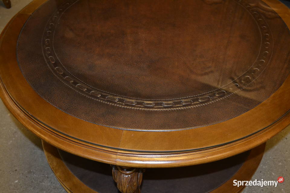 stolik okrągły orzech skóra Będzin