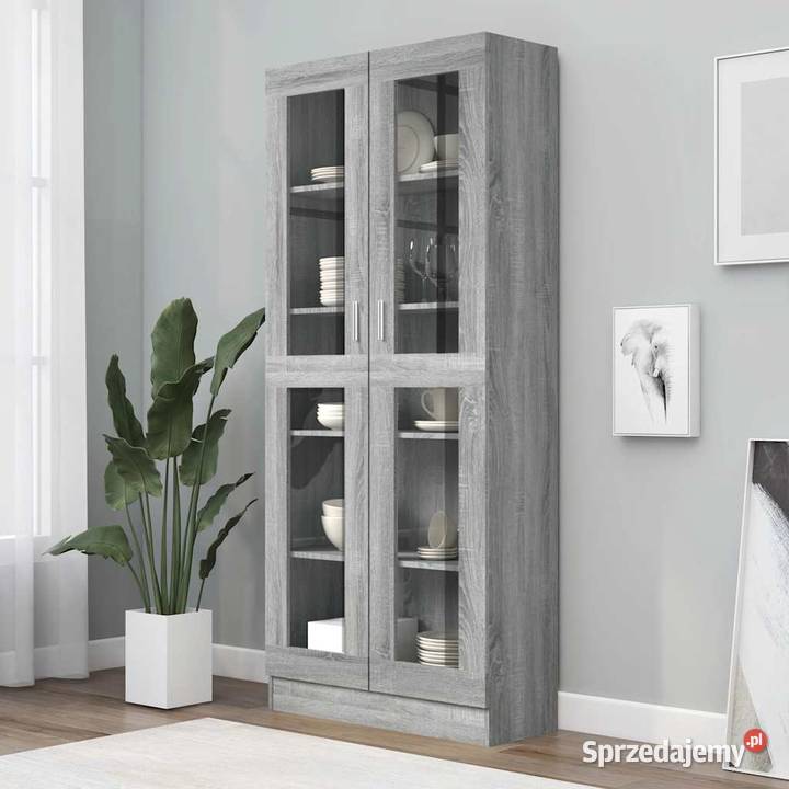 vidaXL Witryna szary dąb sonoma 825x305x185 Meble Warszawa sprzedam