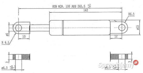 Sprężyna gazowa L2655 mm 200N Stabilus CA082511