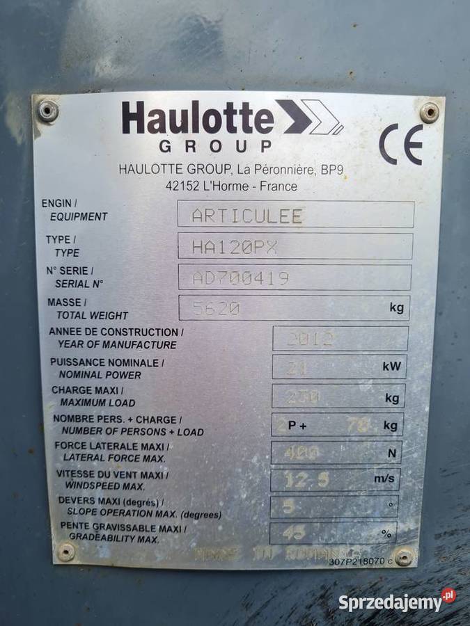 Podnośnik spalinowy przegubowy Haulotte HA12 PX Dźwigi, podnośniki Maszyny budowlane Dąbrowa Tarnowska