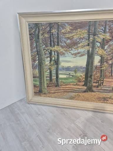 obraz olej na putnie sygnowany 1931 r Poddębice