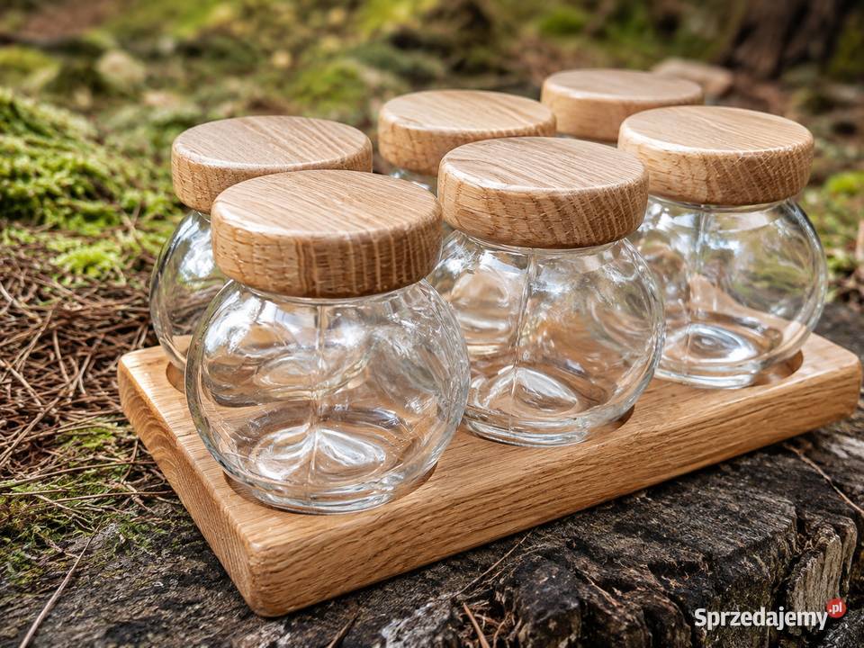 dębowy przyprawnik handmade 6 słoikówręcznie Zbąszyń sprzedam