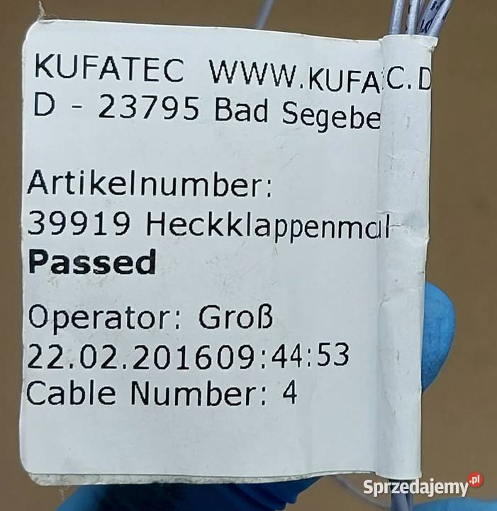 WIĄZKA MODUŁU ZAMYKANIA TYLNEJ KLAPY VW AUDI Mielęcin