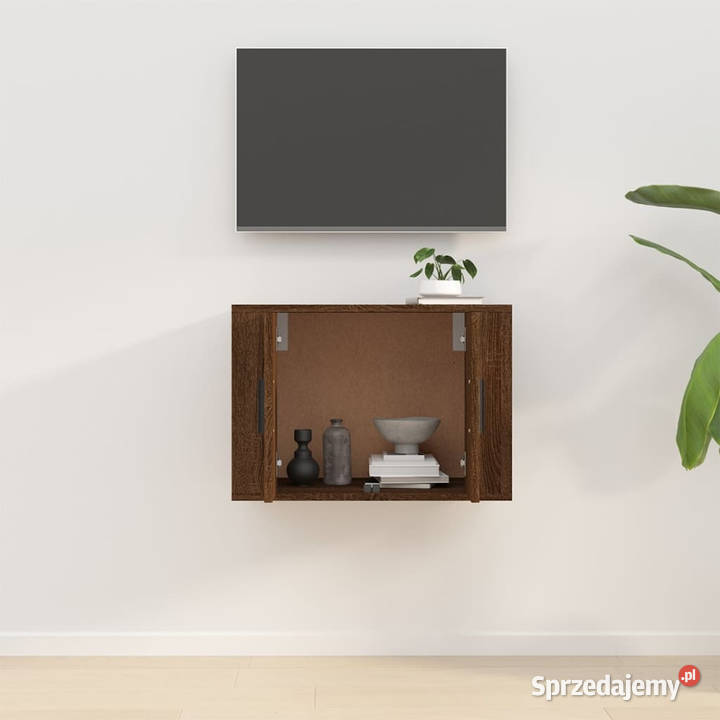 Wisząca szafka telewizyjna brązowy dąb 57x345x40 Warszawa