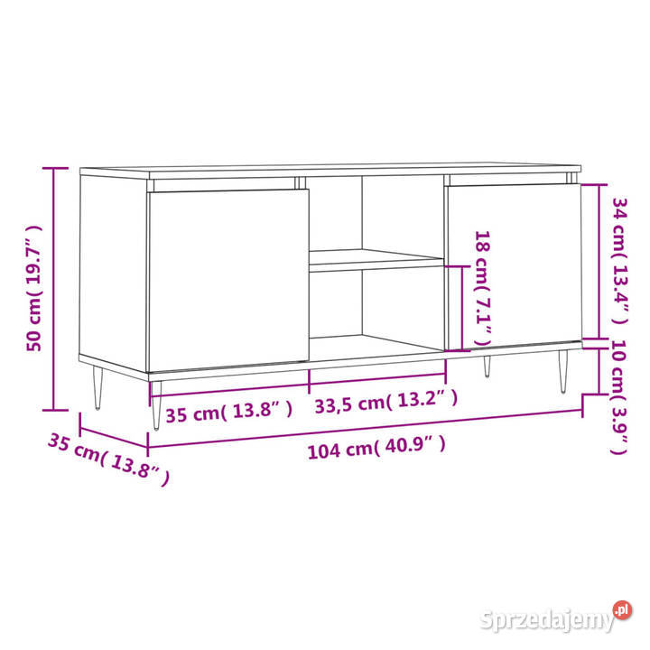 Szafka pod TV biała wysoki połysk 104x35x50 mazowieckie Warszawa