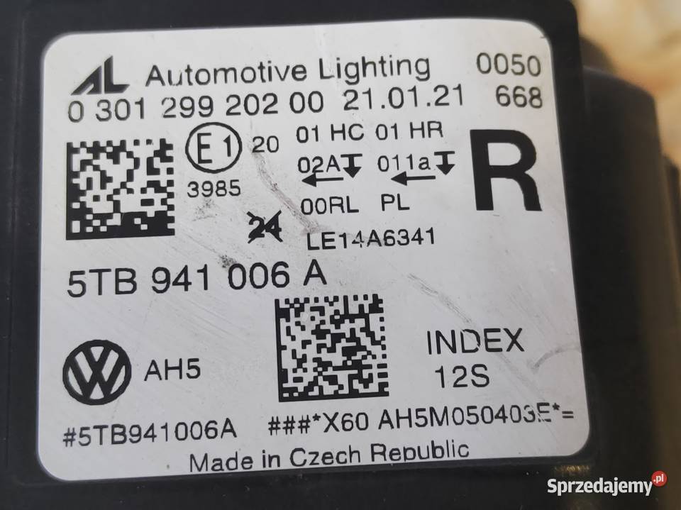 Lampa Prawy Przód Vw Touran II 2015 5TB941006A