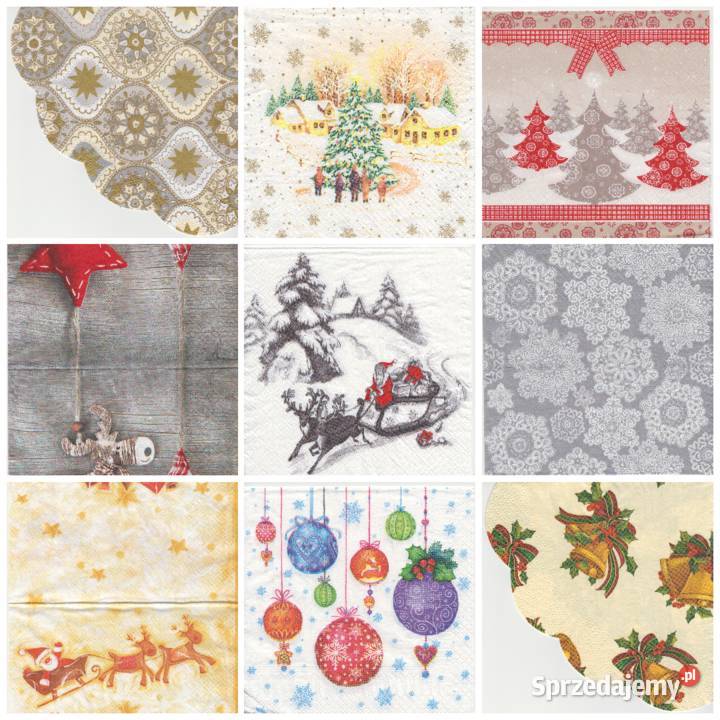 Decoupage serwetki Boże narodzenie 9 sztuk Skarżysko-Kamienna sprzedam