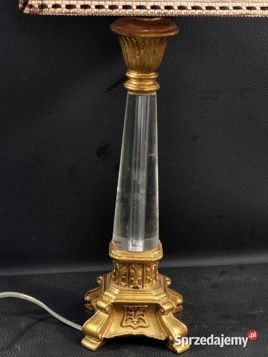 Stylowa Lampa Stołowa Vintage Lucite Akryl i Poddębice