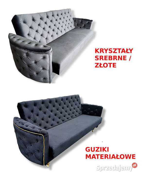 NOWA sofa pikowana kanapa z bokami Glamour tapczan DO SALONU